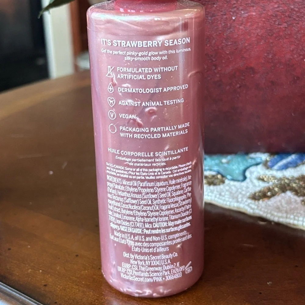 Brand New Starbucks Tumbler Cup Strawberry Bath & Body Works Set PINK Body Oil